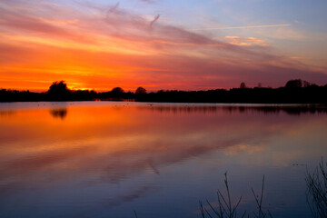 Fototapeta na wymiar Sunset just before dusk and beautiful pastel colors