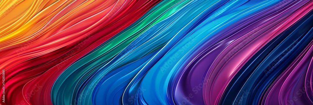 Aufkleber vibrant rainbow waves abstract background for creative design projects with colorful flowing waves.