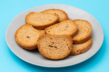 Crunchy Toasts for healthy life, toast bread on the plate