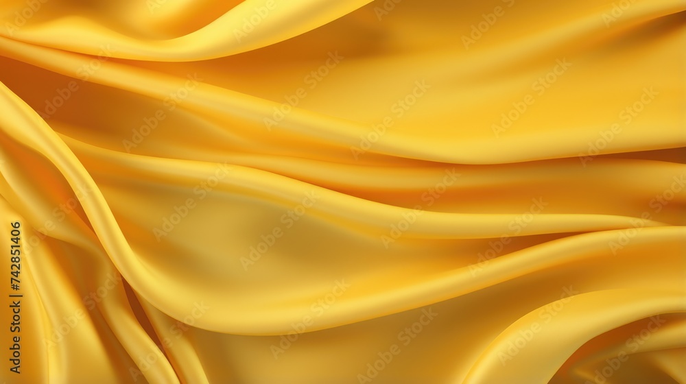 Aufkleber yellow material in motion: 3d render of soft cloth textile flying through abstract background