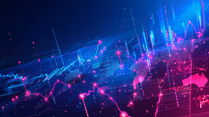 Develop a backdrop background that combines elements of growth graphs and trade in a visually captivating manner suitable for use in a variety of digital projects