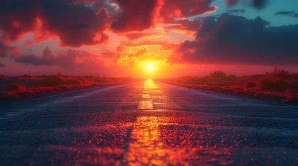 Fototapeten Highway in the sunset background © Nadim's Works