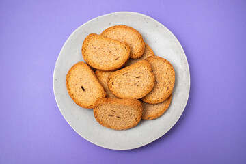 Crunchy Toasts for healthy life, toast bread on the plate