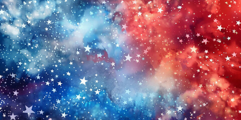 blue red with  stars and fireworks background, banner poster, space nebula cosmos galaxy background