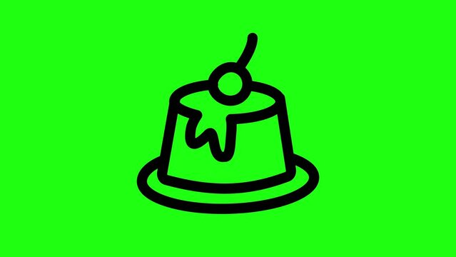 pudding line video, Chocolate festival concept, Birthday cake video on white background, pudding dessert, green screen