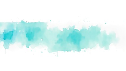 Abstract Watercolor Cyan Brush Stroke on white background