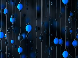 Dark blue balls hanging, abstract background
