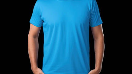 blue t shirt on a person in front view generative ai