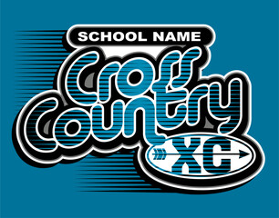 cross country team design with arrow for school, college or league sports