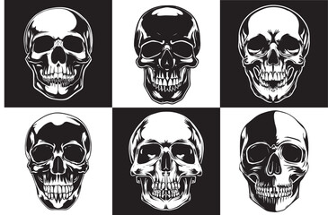 Black and White Skull Vector Logo