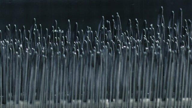 Close Up Of Weaving Loom Machinery. Weaving Machine For Garment Industry.