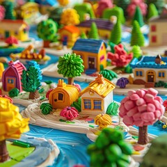 Colorful plasticine models by kids showcasing educational concepts creativity in focus