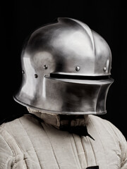 Medieval armor protection. Knight helm.