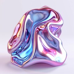 3d rendering abstract 3D shapes and blue, pink and purple gradient color liquid holographic neon wavy swirl twisted shapes futuristic environment on isolated background