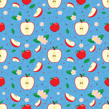 Apple Seamless Vector Fruit Pattern