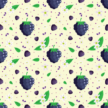 Blackberry Seamless Vector Fruit Pattern