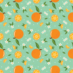 Orange Seamless Vector Fruit Pattern