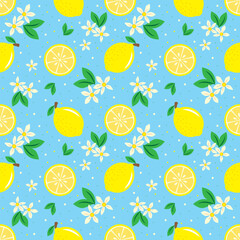 Lemon Seamless Vector Fruit Pattern