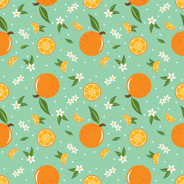 Orange Seamless Vector Fruit Pattern