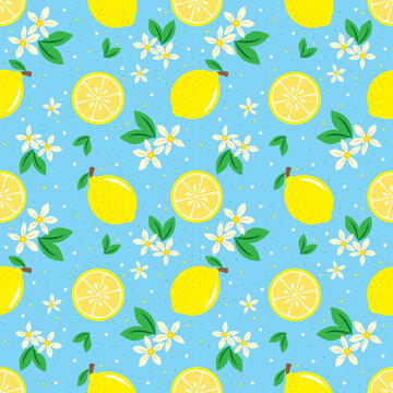 Lemon Seamless Vector Fruit Pattern
