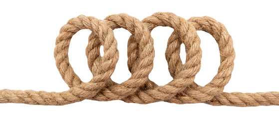Jute. Twisted linen rope on a white background. Rope