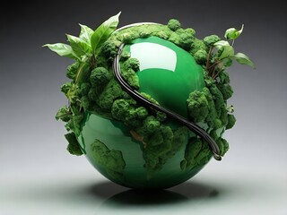 Planet earth green planet ecology concept, metaphoric, green energy, sustainability. Concept metaphoric globe