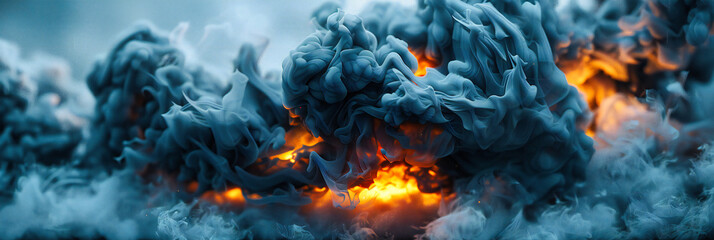 Volcanic Eruption at Night, Red and Orange Lava Flowing into the Ocean, Powerful Nature Scene in Hawaii