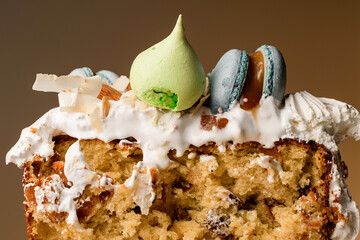 Piece of cut Easter cake is prepared for the Easter holiday
