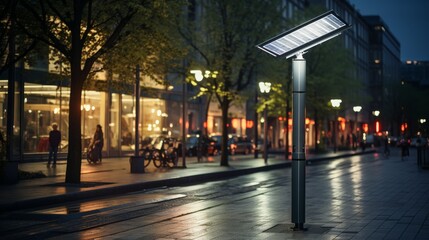 Fototapeta na wymiar Illuminated Pathway With Street Lights at Night