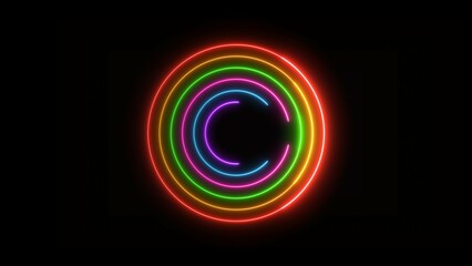 Abstract beautiful color neon circle frame loading background illustration.