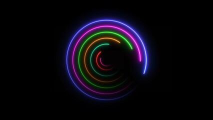 Abstract beautiful colorful neon circle frame loading icon background illustration.