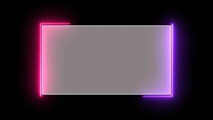 Abstract glowing neon rectangle frame illustration background 4k