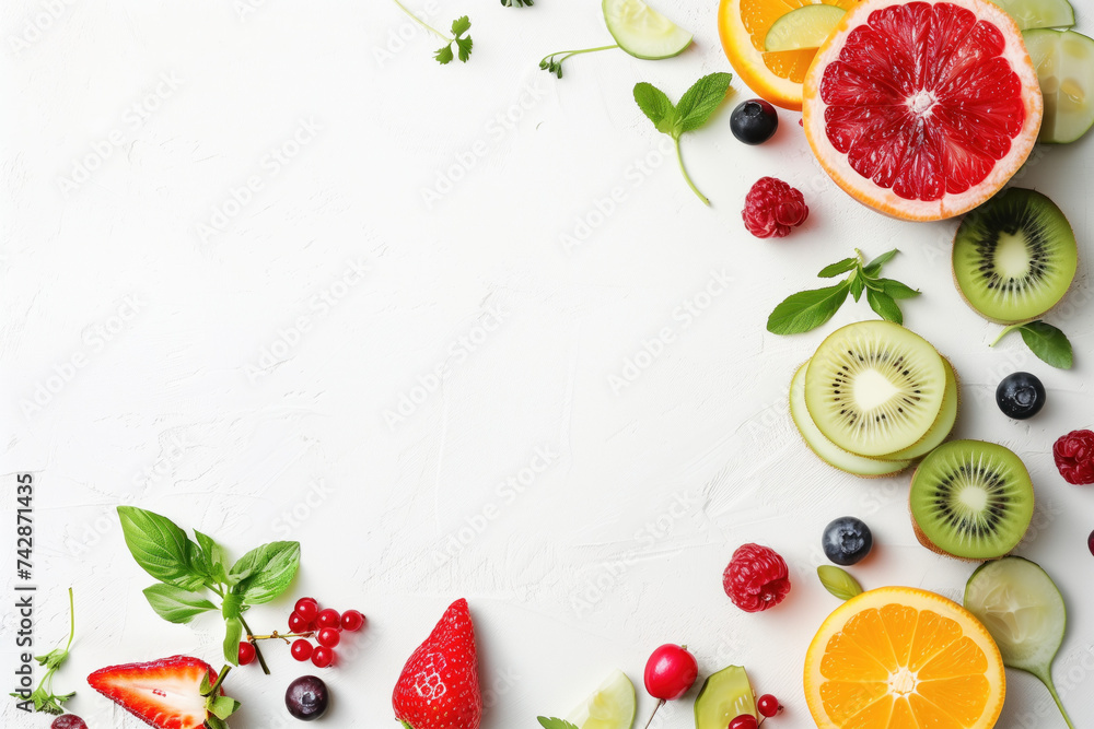 Aufkleber a slide background for showcasing a healthy lifestyle. fruits and vegetables. background image. crea