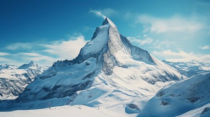 Snow Covered Mountain Under Blue Sky