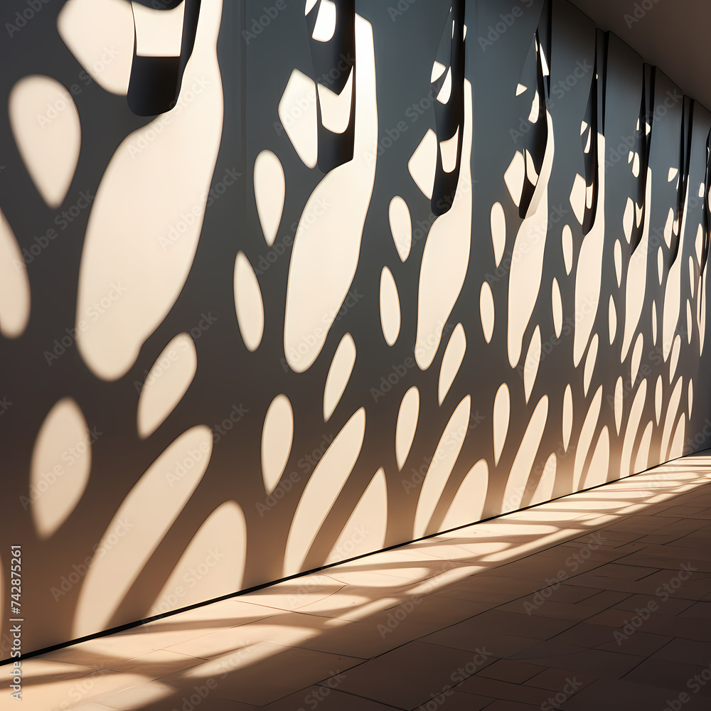 Sticker Abstract patterns formed by shadows on a sunlit wall