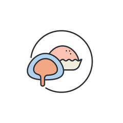 Mochi Icon (Japanese mini sticky cake from  glutinous rice with sweet filling) - Asian Food Icon