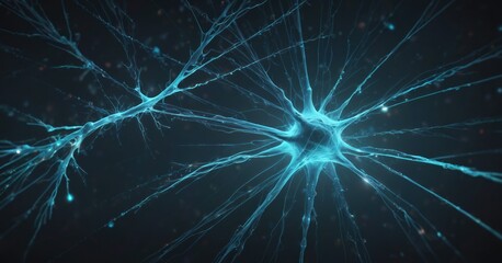 Neuron cells system disease - neuron cells view interconnected neurons synapses. Synapse. Healthcare concept. Glowing neurons signals.