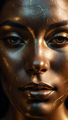 portrait of a woman with golden make up