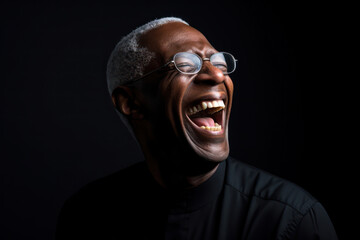 Fototapeta premium Cheerful, Happy Man in Stylish Casual Attire, Smiling with Confidence in a Modern Studio, Grey Background