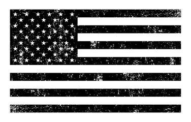 Grunge black and white version of the US flag