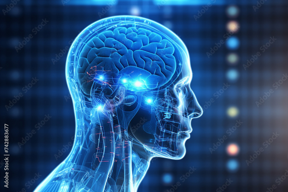 Poster scientist at work in a modern laboratory created with generative ai technology