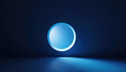 Blue glowing orb floating above a surface in a dark room, creating a cool, futuristic atmosphere