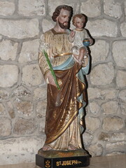 Statue de Saint-Joseph, église d'Arnac Pompadour (Corrèze) - obrazy, fototapety, plakaty