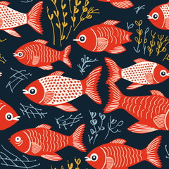 Fototapeta premium Seamless pattern fish