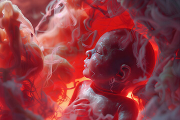 Newborn baby in the womb