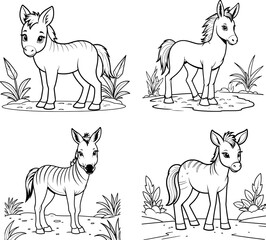 Zonkey hand drawn coloring page and outline vector design