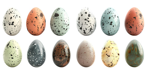 set of easter eggs isolated on white background  - obrazy, fototapety, plakaty