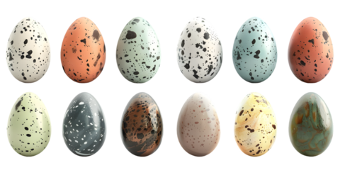 set of easter eggs isolated on white background 