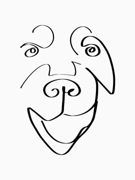 Line arte one line desenho de linha ilustração cachorro dog face face rosto olhos focinho sorrindo