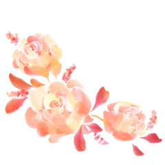 rose flowers border watercolor illustration